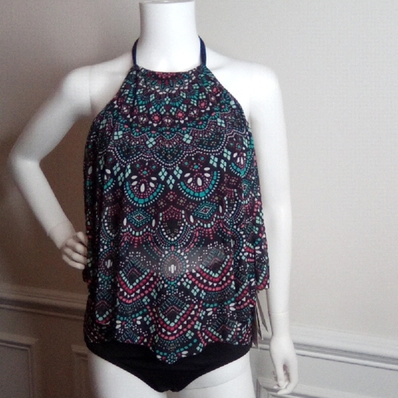 Women's 2pc.COCO REEF Halter Neck Swimsuit, 36D Top, Medium High Waist Bottom - Picture 2 of 16